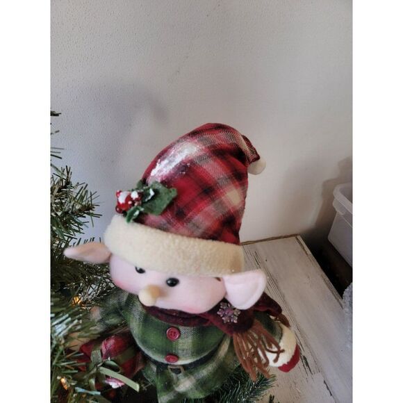 Plush elf Mini lighted tree Mistletoe snow xmas decor figure - Picture 3 of 10